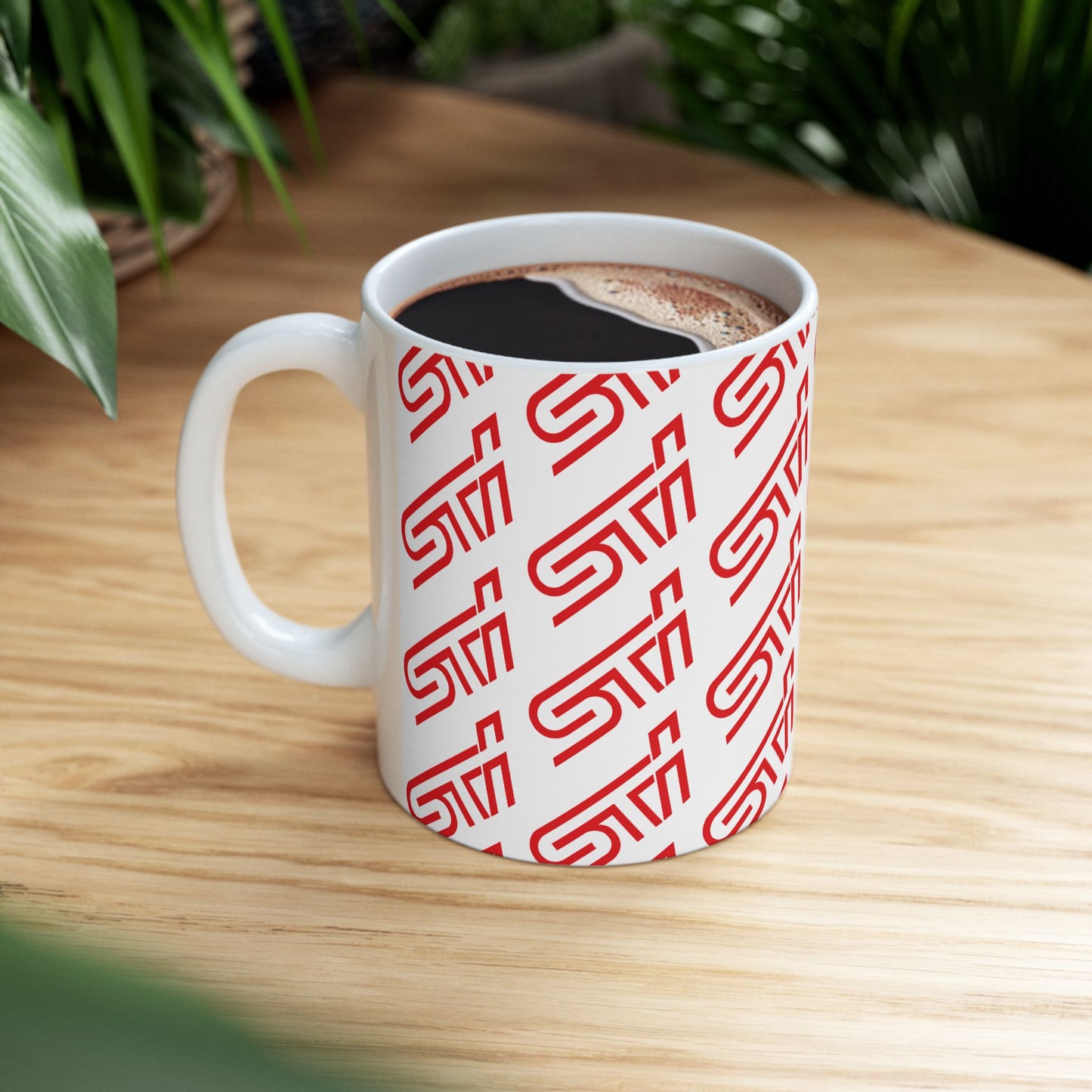 STI Pattern Ceramic Mug – Stylish 11oz & 15oz Coffee Cups for Car Enthusiasts