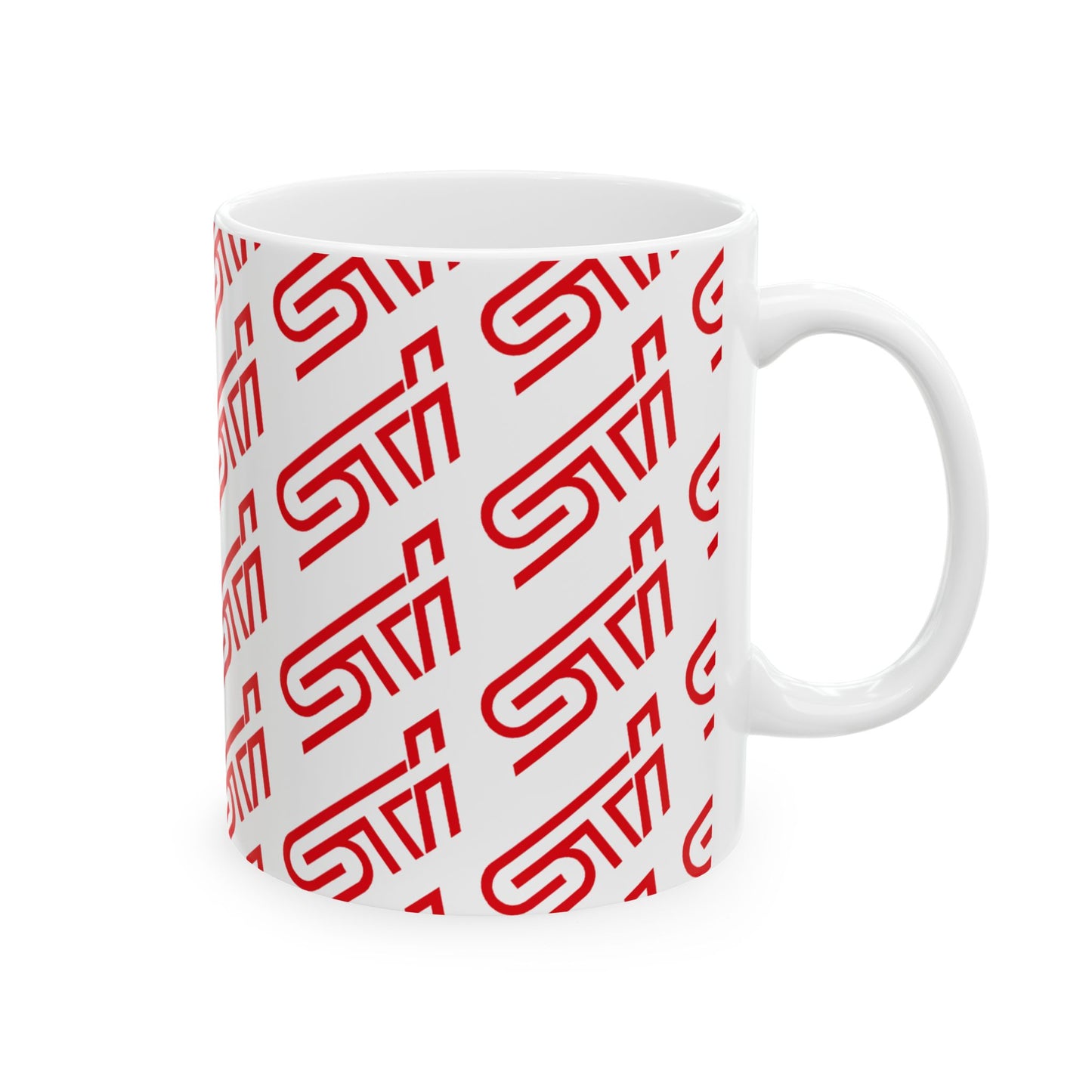 STI Pattern Ceramic Mug – Stylish 11oz & 15oz Coffee Cups for Car Enthusiasts